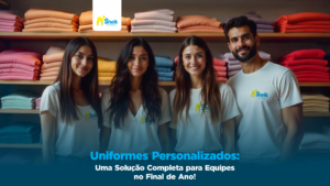 Uma equipe com camisas personalizadas