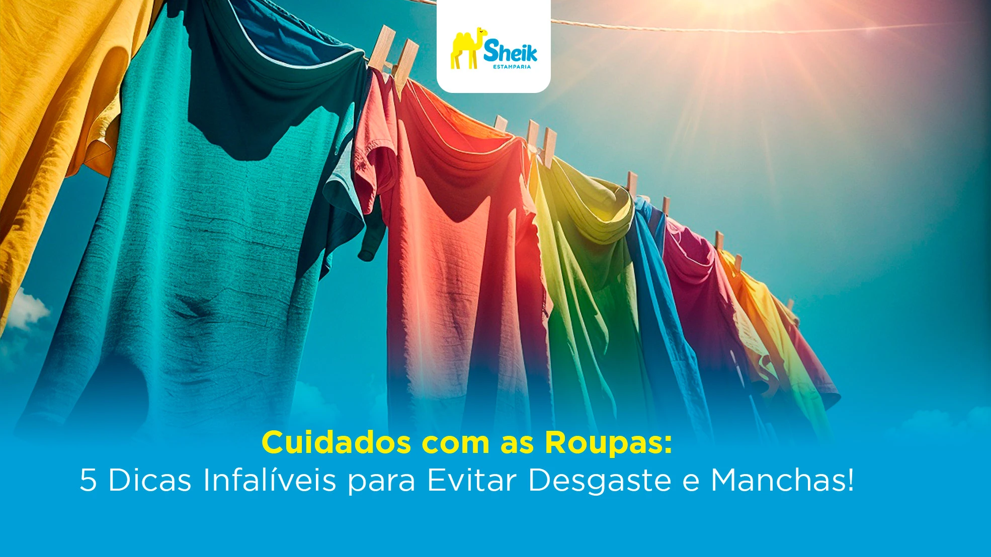 Camisa de diferentes cores penduradas no varal.