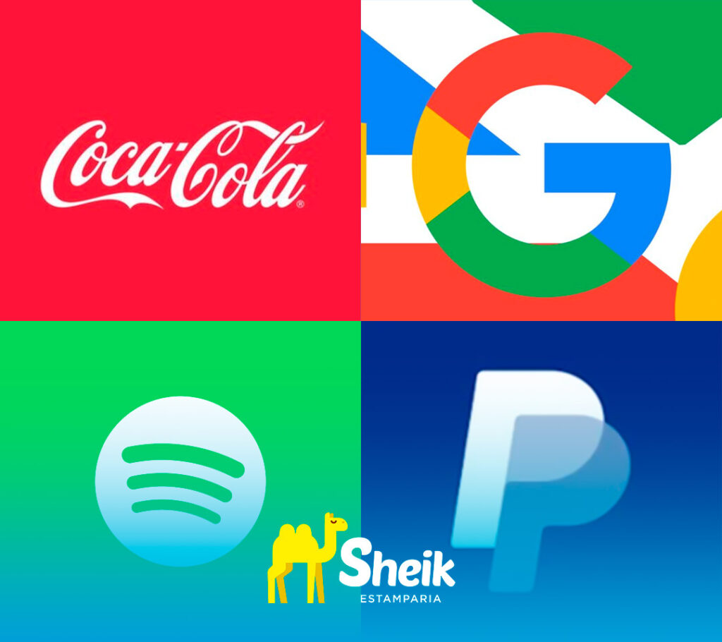 Logo da Coca-Cola, Google, Spotify.