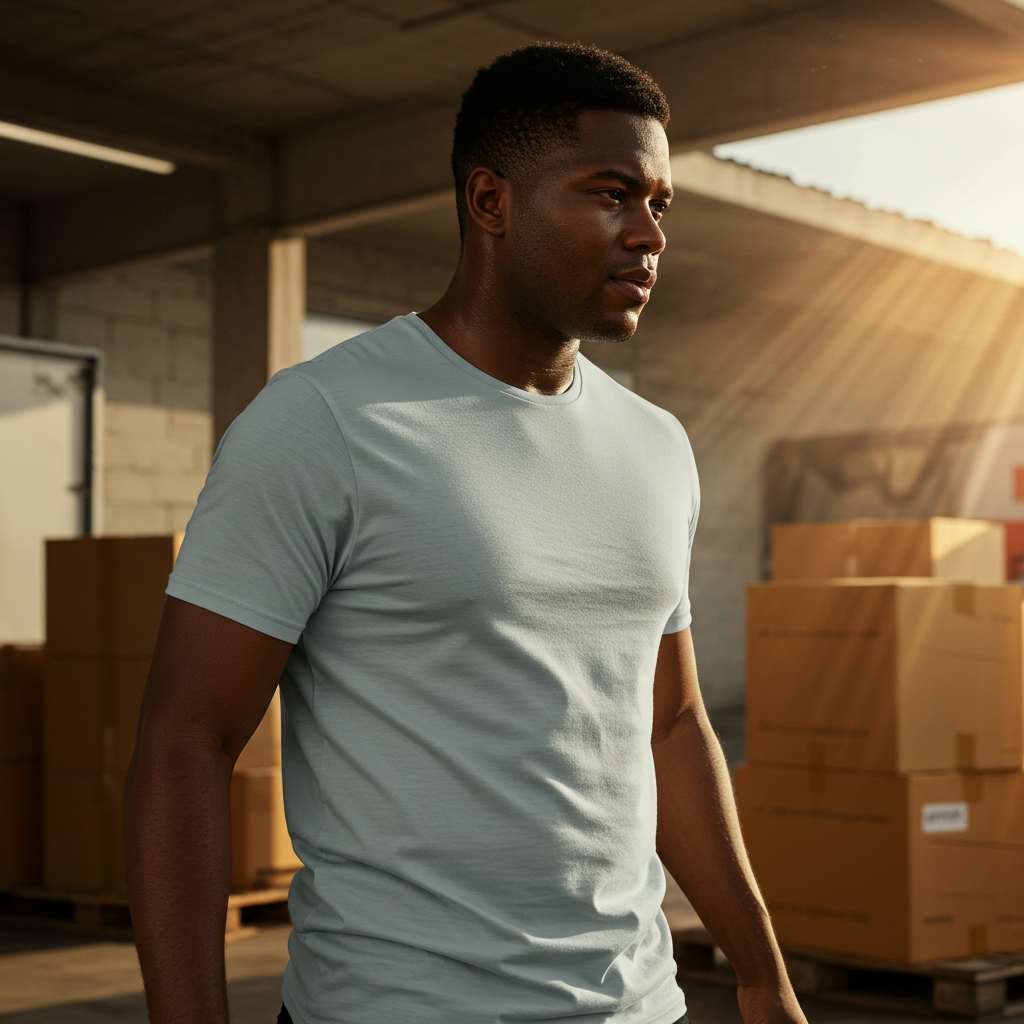 Um homem negro com uma camisa de malha
