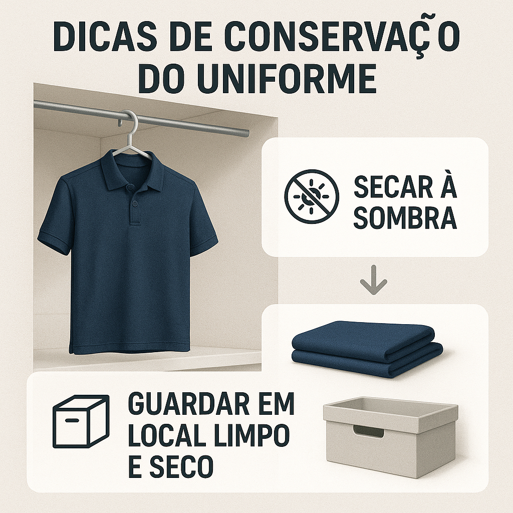 Imagem mencionando os diferentes cuidados que se deve ter com o uniforme da sua empresa.