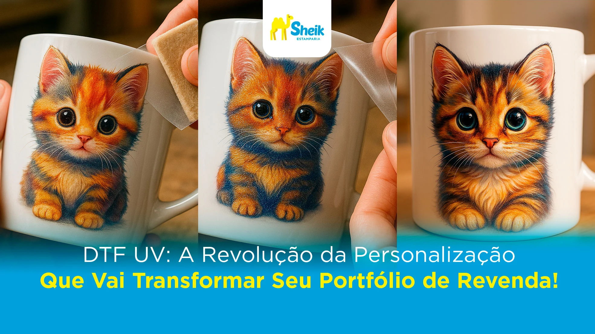 Caneca estampada com DTF UV