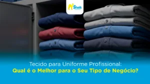 Uniformes profissionais dobrados em um armário.